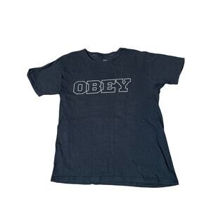 Obey Propaganda men's T-shirt Tee black graphic "Hard Times Stay Strong SZ MD